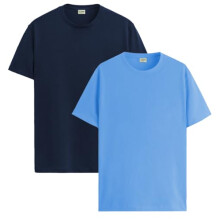 Lot de 2 t-shirts ADRO pour hommes, t-shirts en coton pour hommes, t-shirts combin s, t-shirts pour hommes, t-shirts unis, bleu marine, bleu ciel