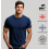 ADRO Men's Solid Regular Fit T-Shirt (RCM2-PLN-NB-SB_Navy,Teal 2