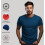 ADRO Men's Solid Regular Fit T-Shirt (RCM2-PLN-NB-SB_Navy,Teal 3