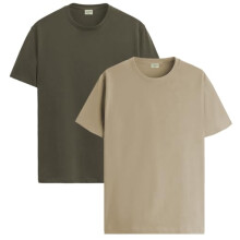 ADRO T-shirts Pakke med 2 Herre T-shirts Bomuld T-shirts til m?nd T-shirt T-shirts Combo T-shirts T-shirts til m?nd Ensfarvet massiv T-shirts Oli