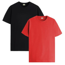 Lot de 2 t-shirts ADRO pour hommes, t-shirts en coton pour hommes, t-shirts combin s, t-shirts unis pour hommes, t-shirts noirs et rouges pour M
