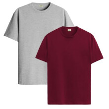 Lot de 2 t-shirts ADRO pour hommes, t-shirts en coton pour hommes, t-shirts combin s, t-shirts pour hommes, t-shirts unis, gris marron pour
