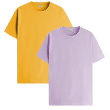 Lot de 2 t-shirts ADRO pour hommes, t-shirts en coton pour hommes, t-shirts combin s, t-shirts pour hommes, t-shirts unis, t-shirts violet moutarde
