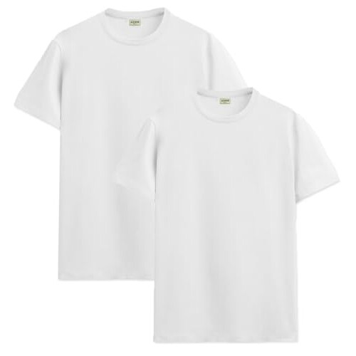 ADRO Heren Solid Regular Fit T-shirt (RCM2-PLN-WH-WH_Wit