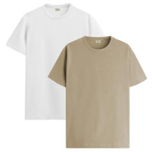 ADRO T Shirts Pack of 2 Mens Tshirts Cotton T Shirts for Men Tshirt T-Shirts Combo T Shirts Tshirts for Men Plain Solid Tshirts White Beige Tshirt for