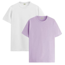 ADRO T Shirts Pack of 2 Mens Tshirts Cotton T Shirts for Men Tshirt T-Shirts Combo T Shirts Tshirts for Men Plain Solid Tshirts White Purple Tshirt fo