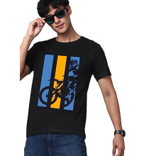 T-shirt da ciclista ADRO in cotone stampato da uomo (RN23-M-BIK-BL_Nero_S)