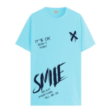 ADRO Heren Smile Bedrukt Katoenen T-shirt_RN24-L2-SMILE-MI-M Mint