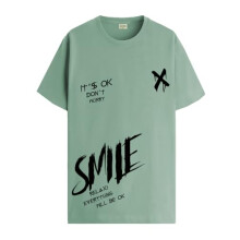 ADRO Heren Smile Printed Katoenen T-shirt_RN24-L2-SMILE-PT-S Pista