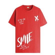 Maglietta da uomo ADRO in cotone con stampa Smile_RN24-L2-SMILE-RD-2XL Rosso