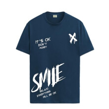 T-shirt in cotone con stampa sorriso da uomo ADRO_RN24-L2-SMILE-SB-L verde acqua