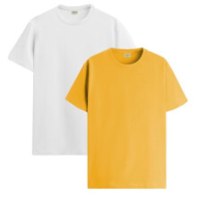Lot de 2 t-shirts ADRO pour hommes, t-shirts en coton pour hommes, t-shirts combin s, t-shirts pour hommes, t-shirts unis, t-shirts blancs moutarde f