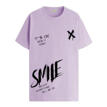 ADRO Heren Smile Printed Katoenen T-shirt_RN24-L2-SMILE-PU-XL Paars