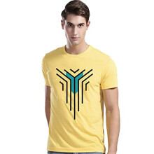 T-shirt da uomo in cotone con stampa grafica ADRO (R21-M-LNL-LY_Giallo chiaro_L)