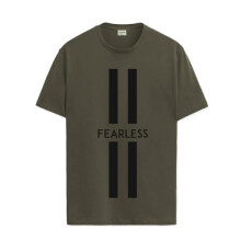 ADRO Heren Fearless Bedrukt Katoenen T-shirt_RN24-L2-FRLS-OL-XL Olijfgroen
