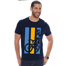 ADRO Heren Bike Rider T-shirt met print van katoen (RN22-2-BIK-NB_Navy_XL)