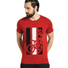 ADRO Heren Bike Rider T-shirt met print van katoen (RN22-2-BIK-RD_Red_S)