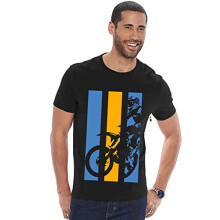 ADRO Heren Bike Rider T-shirt met print van katoen (RN22-2-BIK-BL_Black_S)