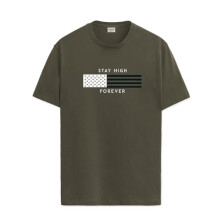 ADRO Heren Vlag Bedrukt Katoenen T-shirt_RN24-L2-FLAG-OL-XL Olijfgroen