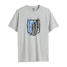 ADRO Heren Attack on Titan Katoenen T-shirt (S, Grijs)