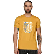 ADRO Attack on Titan katoenen T-shirt voor heren (maat S, mosterdgeel)