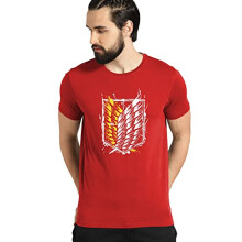 ADRO Heren Attack on Titan Katoenen T-shirt (M, Rood)