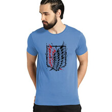 T-shirt in cotone da uomo ADRO Attack on Titan (2XL, azzurro cielo)