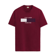 Maglietta da uomo ADRO in cotone con stampa bandiera_RN24-L2-FLAG-MR-L Bordeaux