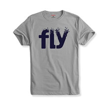 ADRO Fly Heren Katoenen T-shirts met Print (R21-M-FLY-GR_Grijs_XL)