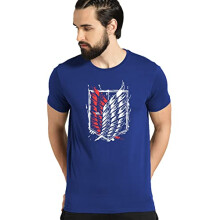 T-shirt in cotone da uomo ADRO Attack on Titan (2XL, blu reale)