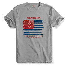 T-shirt in cotone con stampa della bandiera americana ADRO USA per uomo (R22-M-NWW-GR_Grigio_XL)