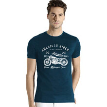ADRO Herren-T-Shirt mit normaler Passform (RNR-M-AME-SB-S_Steel Blue_Small)