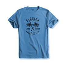 T-shirt stampata da uomo ADRO Florida Paradise Life (M, azzurro cielo)