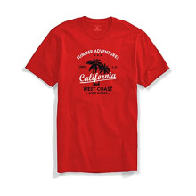 T-shirt stampata da uomo ADRO Summer Adventures California (L, rossa)