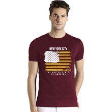 T-shirt da uomo ADRO in cotone con stampa della bandiera americana (RNR-M-NWW-BG_Maroon_S)
