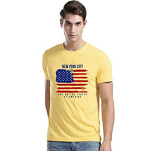 ADRO Heren T-shirts van katoen met Amerikaanse vlag (RNR-M-NWW-LY_Lichtgeel_M)