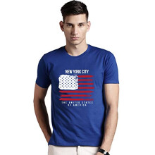 T-shirt da uomo ADRO in cotone con stampa della bandiera americana (RNR-M-NWW-RB_Blu reale_L)