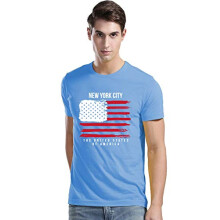 ADRO Heren T-shirts van katoen met Amerikaanse vlag (RNR-M-NWW-SK_SkyBlue_XL)