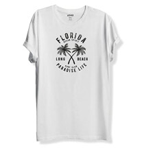 ADRO Florida Paradise Life Mens Printed T-Shirt (2XL, White)