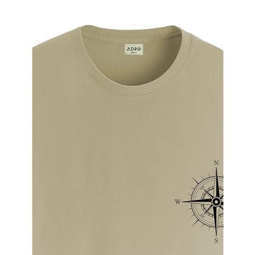 ADRO Heren Solid Regular Fit T-shirt (RN24-STICK-COMP-BE_Beige 1