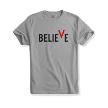 ADRO Men's Believe Design Printed T-Shirt (S, Grey)