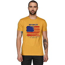 ADRO Men's USA American Flag Printed Cotton T-Shirts (RNR-M-NWW-MU_Mustard_XL)
