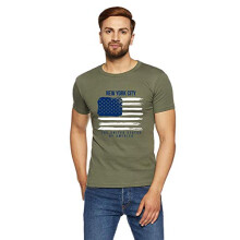 T-shirt da uomo ADRO in cotone con stampa della bandiera americana (RNR-M-NWW-OL_Olive_L)
