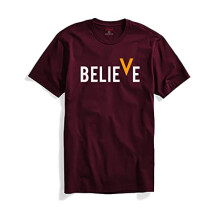 ADRO Men's Believe Design Printed T-Shirt (2XL, Maroon)