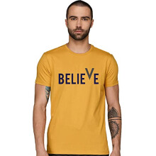 ADRO Believe Design T-shirt met print voor heren (M, mosterd)