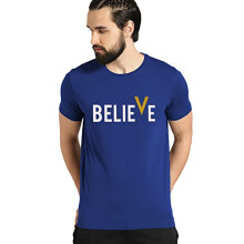 ADRO Believe Design T-shirt met print voor heren (2XL, koningsblauw)