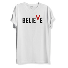 ADRO Believe Design T-shirt met print voor heren (L, wit)