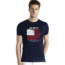 ADRO Heren T-shirts van katoen met Amerikaanse vlagprint (RNR-M-NWW-NB_Navy_2XL)