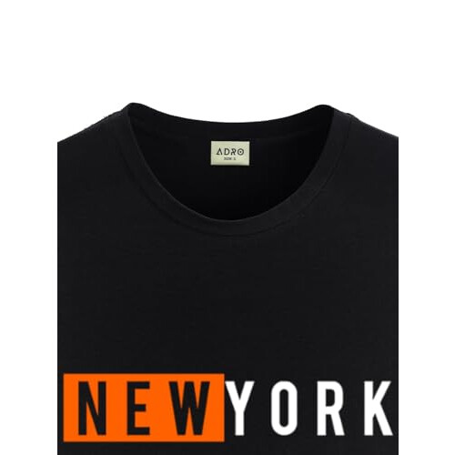 ADRO Men's Solid Regular Fit T-Shirt (RN24-NKY-BL_Black 1