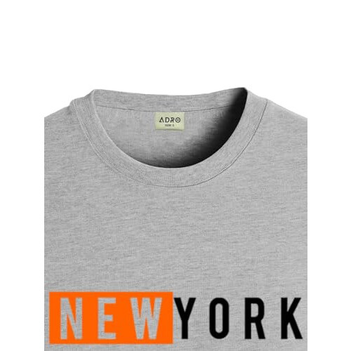 ADRO Men's Solid Regular Fit T-Shirt (RN24-NKY-GR_Grey 1